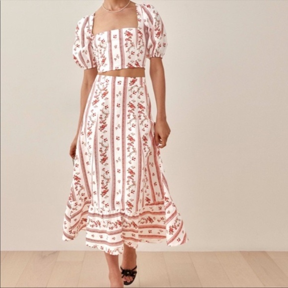 Reformation White and Red Floral Dress